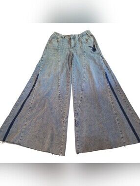 Playboy Super wide flare jeans retro 90s boho sz 9 Jnco Style